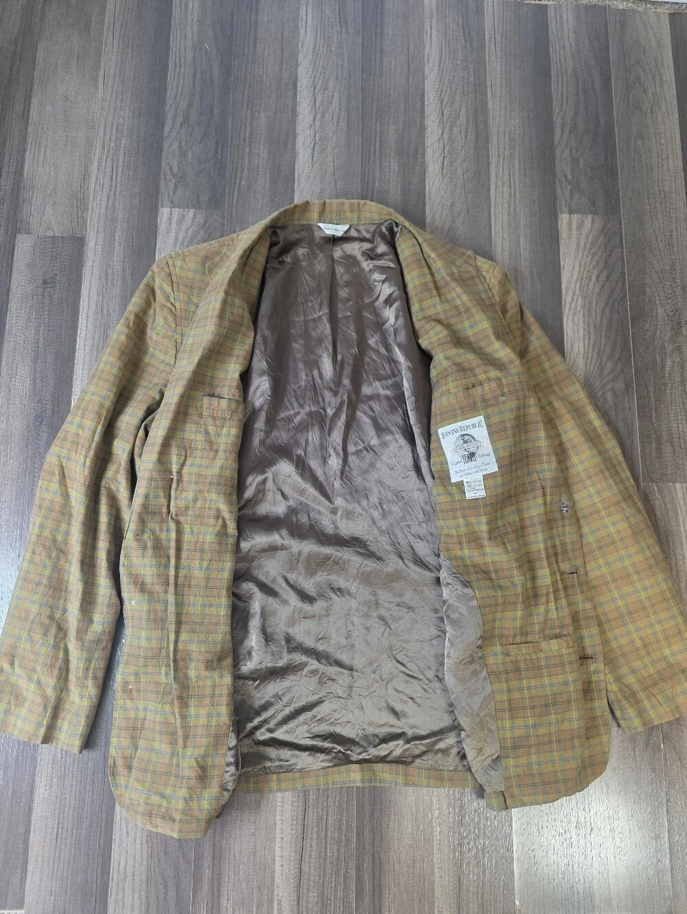 VTG 2003 Banana Republic Classic Lightweight Plaid Cotton Blazer/Sports Coat. S